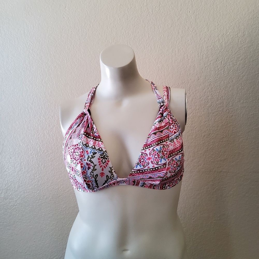 Becca by Rebecca Virtue Floral Bikini Swimsuit Top D Cup New